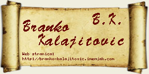 Branko Kalajitović vizit kartica